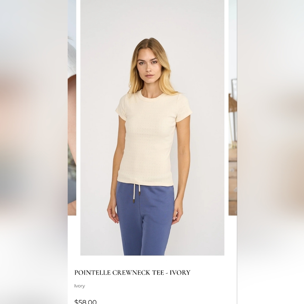 Marea Ivory Pointelle Tee, M